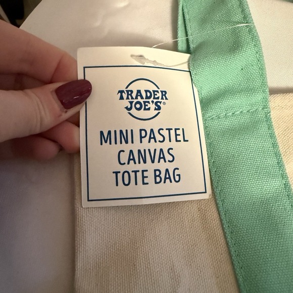 Trader Joe's Pastel Green Mini Canvas Tote Bags 2025 LIMITED EDITION NWT - Picture 9 of 13